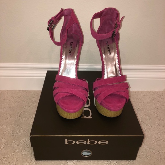 Hot Pink Suede Wedges - Picture 2 of 6